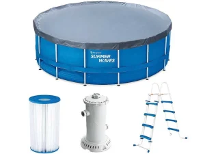 Discount Rond Buisvormig Zwembad Met Cartridge Filterpomp - D457 X H122 Cm - Blauw - Lacanau Zwembad