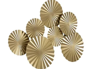 Clearance Ronde Metalen Wanddecoratie - B118 X H71 Cm - Goudkleurig - June Decoratieve Wandplaat