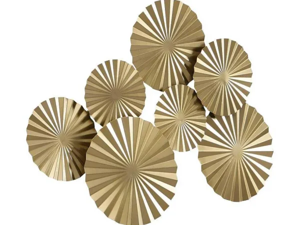 Clearance Ronde Metalen Wanddecoratie - B118 X H71 Cm - Goudkleurig - June Decoratieve Wandplaat