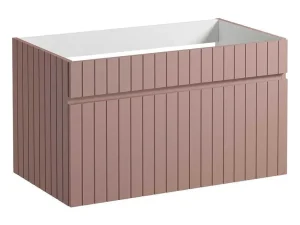 Shop Roze Gestreept Hangmeubel Voor Badkamer Met Inbouwwastafel - 80 Cm - Satara Badkamermeubel Met Enkele Wastafel