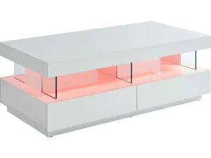 Hot Salontafel Fabio - Wit Gelakt Mdf - Leds - 2 Lades En 2 Nissen Salontafel