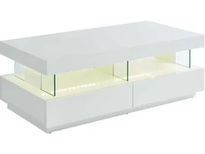 Hot Salontafel Fabio - Wit Gelakt Mdf - Leds - 2 Lades En 2 Nissen Salontafel