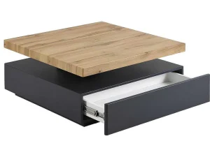 Shop Salontafel Kyria - 1 Lade & Draaiblad - Mdf - Kleur: Antraciet & Eik Salontafel