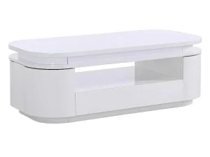 Best Salontafel Met 4 Kasten En 1 Lade - Leds - Mdf - Witgelakt - Vandana Salontafel