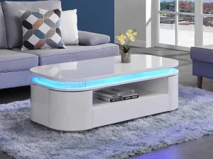 Best Salontafel Met 4 Kasten En 1 Lade - Leds - Mdf - Witgelakt - Vandana Salontafel