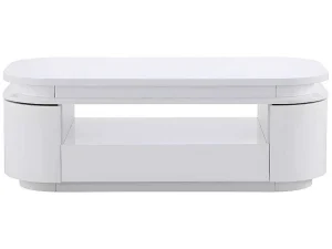 Best Salontafel Met 4 Kasten En 1 Lade - Leds - Mdf - Witgelakt - Vandana Salontafel