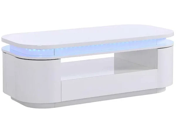 Best Salontafel Met 4 Kasten En 1 Lade - Leds - Mdf - Witgelakt - Vandana Salontafel