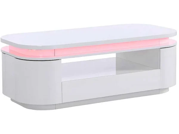 Best Salontafel Met 4 Kasten En 1 Lade - Leds - Mdf - Witgelakt - Vandana Salontafel