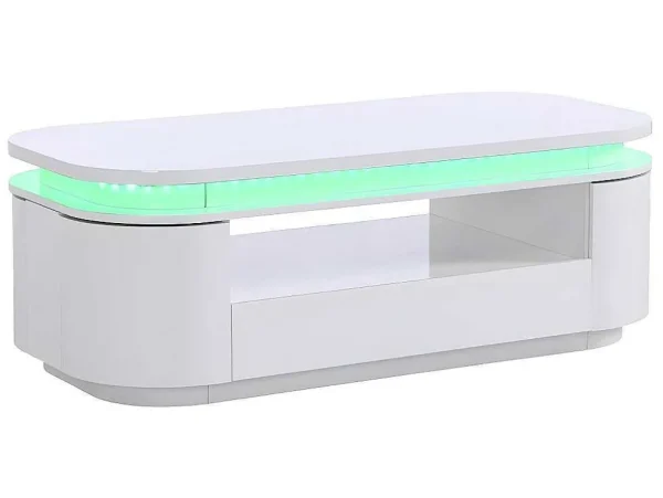 Best Salontafel Met 4 Kasten En 1 Lade - Leds - Mdf - Witgelakt - Vandana Salontafel