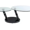 Online Salontafel Met Draaiblad Joline - Gehard Transparant Glas & Zwart Gechromeerde Poten Salontafel