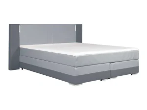 Shop Samenstelling Boxspring Hoofdbord Met Leds + Lattenbodems + Matras + Dekmatras Asti Van Ysmee - 160 X 200 Cm - Antraciet En Lichtgrijs Boxspringbed