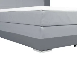 Shop Samenstelling Boxspring Hoofdbord Met Leds + Lattenbodems + Matras + Dekmatras Asti Van Ysmee - 160 X 200 Cm - Antraciet En Lichtgrijs Boxspringbed