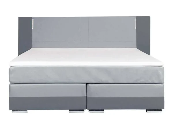 Shop Samenstelling Boxspring Hoofdbord Met Leds + Lattenbodems + Matras + Dekmatras Asti Van Ysmee - 160 X 200 Cm - Antraciet En Lichtgrijs Boxspringbed