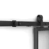 Sale Schuifdeur Werkplaatsstijl Met Rails - Zwart En Mat Gehard Glas - H205 Cm X L93 Cm - Artisto Ii Schuifdeur