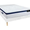 New Set Bedbodem En Matras Pocketveren En Vormgeheugen Met Textuur Marquis Van Dreamea - Dikte 30 Cm - 140 X 190 Cm - Blauw Set Matras En Lattenbodem