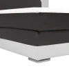 Sale Set Boxspring En Matras Met Hoofdeinde Met Leds + Lattenbodem + Matras + Dekmatras Asti Van Ysmee - 160 X 200 Cm - Kunstleer - Wit En Grijs Boxspringbed