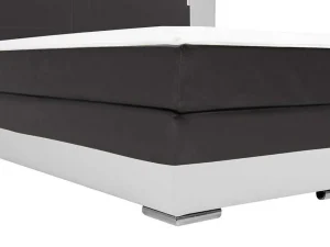 Sale Set Boxspring En Matras Met Hoofdeinde Met Leds + Lattenbodem + Matras + Dekmatras Asti Van Ysmee - 160 X 200 Cm - Kunstleer - Wit En Grijs Boxspringbed