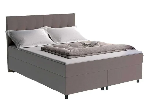 Fashion Set Boxspring En Matras Met Hoofdeinde + Lattenbodem + Matras + Dekmatras Siero Van Ysmee - 160 X 200 Cm - Stof - Grijs Boxspringbed