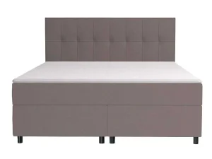 Fashion Set Boxspring En Matras Met Hoofdeinde + Lattenbodem + Matras + Dekmatras Siero Van Ysmee - 160 X 200 Cm - Stof - Grijs Boxspringbed