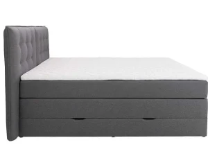 Discount Set Boxspring Met Hoofdbord + Bedbodems Met Opbergruimte + Matras + Dekmatras - 160 X 200 Cm - Antracietkleurige Stof - Perama Van Boxspringbed