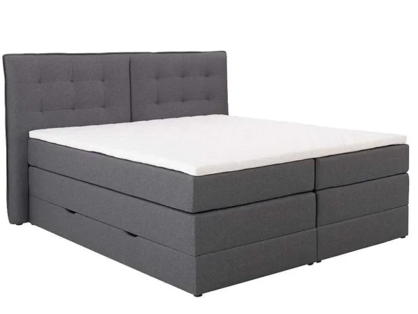 Discount Set Boxspring Met Hoofdbord + Bedbodems Met Opbergruimte + Matras + Dekmatras - 160 X 200 Cm - Antracietkleurige Stof - Perama Van Boxspringbed