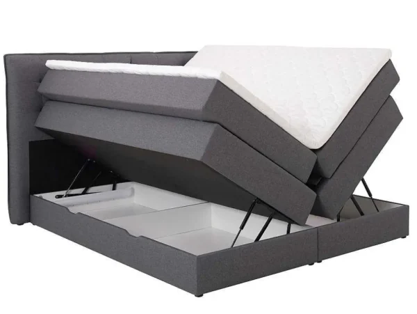 Flash Sale Set Boxspring Met Hoofdbord + Bedbodems Met Opbergruimte + Matras + Dekmatras - 180 X 200 Cm - Antracietkleurige Stof - Perama Van Boxspringbed