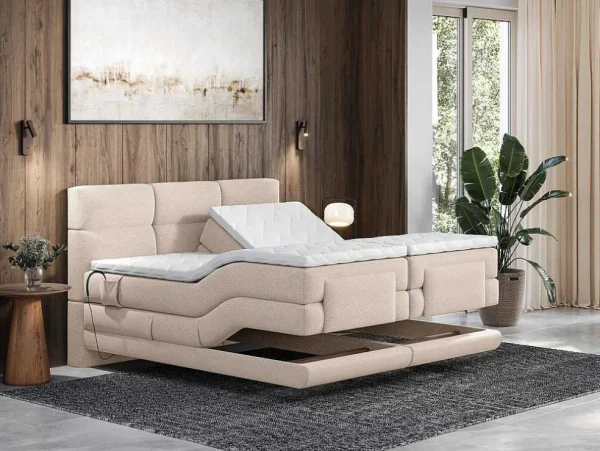 Hot Set Boxspringbed Met Hoofdbord Met Capitons + Elektrische Relaxbedbodems + Matras + Dekmatras - 2 X 80 X 200 Cm - Beige - Lodi Van Aanbiedingen: Slaapkamer & Kantoor