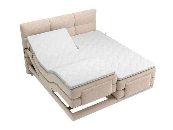 Hot Set Boxspringbed Met Hoofdbord Met Capitons + Elektrische Relaxbedbodems + Matras + Dekmatras - 2 X 80 X 200 Cm - Beige - Lodi Van Aanbiedingen: Slaapkamer & Kantoor