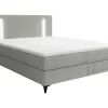 Clearance Set Complete Boxspring Met Hoofdbord Met Ledverlichting + Bedbodem + Matras + Dekmatras - 180 X 200 Cm - Stof - Grijs - Ono Van Ysmee Boxspringbed