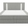 Best Set Complete Boxspring Met Hoofdbord Met Ledverlichting + Bedbodem + Matras + Dekmatras - 160 X 200 Cm - Stof - Grijs - Ono Van Ysmee Boxspringbed