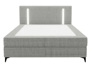 Best Set Complete Boxspring Met Hoofdbord Met Ledverlichting + Bedbodem + Matras + Dekmatras - 160 X 200 Cm - Stof - Grijs - Ono Van Ysmee Boxspringbed