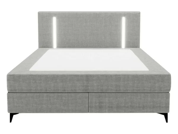 Best Set Complete Boxspring Met Hoofdbord Met Ledverlichting + Bedbodem + Matras + Dekmatras - 160 X 200 Cm - Stof - Grijs - Ono Van Ysmee Boxspringbed