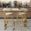 Best Sale Set "Eat Standing": Bartafel En 4 Krukken - Metalen Structuur - Goud Keukenmeubel