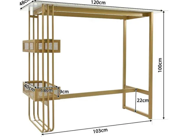 Cheap Set "Eat Standing": Bartafel En 2 Krukken - Metalen Structuur - Goud Keukenmeubel