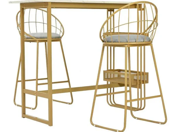 Cheap Set "Eat Standing": Bartafel En 2 Krukken - Metalen Structuur - Goud Keukenmeubel