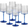 Cheap Set Van 6 Blauwe Wijnglazen Op Voet 27 Cl - D. 9.5 X H. 13 Cm - Coraly Tafelservies