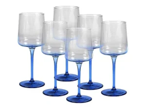 Cheap Set Van 6 Blauwe Wijnglazen Op Voet 27 Cl - D. 9.5 X H. 13 Cm - Coraly Tafelservies