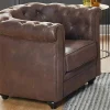 New Set Van 2 Fauteuils Chesterfield Van Microvezel Met Vintage Look Aanbiedingen: Zitbank & Fauteuil