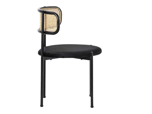 Shop Set Van 2 Fluwelen En Rotan Stoelen - Metalen Poten - Zwart Stoel