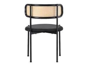 Shop Set Van 2 Fluwelen En Rotan Stoelen - Metalen Poten - Zwart Stoel