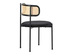 Shop Set Van 2 Fluwelen En Rotan Stoelen - Metalen Poten - Zwart Stoel