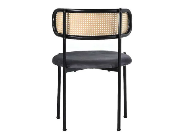 Best Sale Set Van 2 Fluwelen En Rotan Stoelen - Metalen Poten - Grijs Stoel