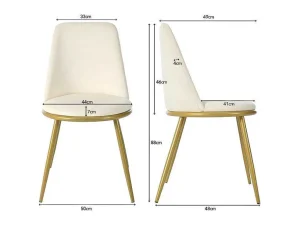 Outlet Set Van 4 Fluwelen Gestoffeerde Stoelen Met Rugleuning - Goud Metalen Structuur - Beige Stoel