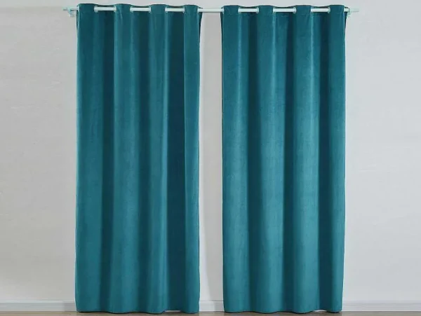 Outlet Set Van 2 Fluwelen Gordijnen - 140 X 260 Cm - Blauw - Ahtari Huistextiel