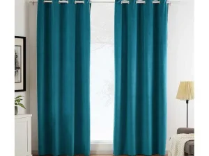 Outlet Set Van 2 Fluwelen Gordijnen - 140 X 260 Cm - Blauw - Ahtari Huistextiel