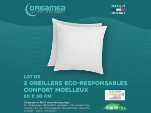 Sale Set Van 2 Gerecyclede Hoofdkussens 60 X 60 Cm Van - 100% Microvezel Hoes - Rosa Hoofdkussen