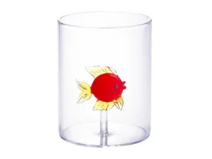 Best Set Van 4 Glazen Met Diertjes - Transparant En Rood Geblazen Glas - O7,5 Cm X H9,5 Cm - Apuna Tafelservies