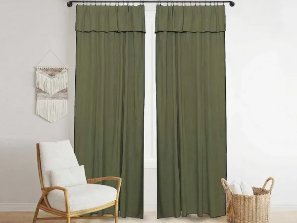 Store Set Van 2 Gordijnen Van Katoen En Linnen - 140 X 280 Cm - Kaki - Borina Aanbiedingen: Woonaccessoires