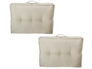 Discount Set Van 1 Matras + 2 Palletkussens Van Ribfluweel - Beige - Baila Huistextiel