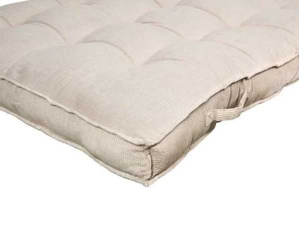 Discount Set Van 1 Matras + 2 Palletkussens Van Ribfluweel - Beige - Baila Huistextiel